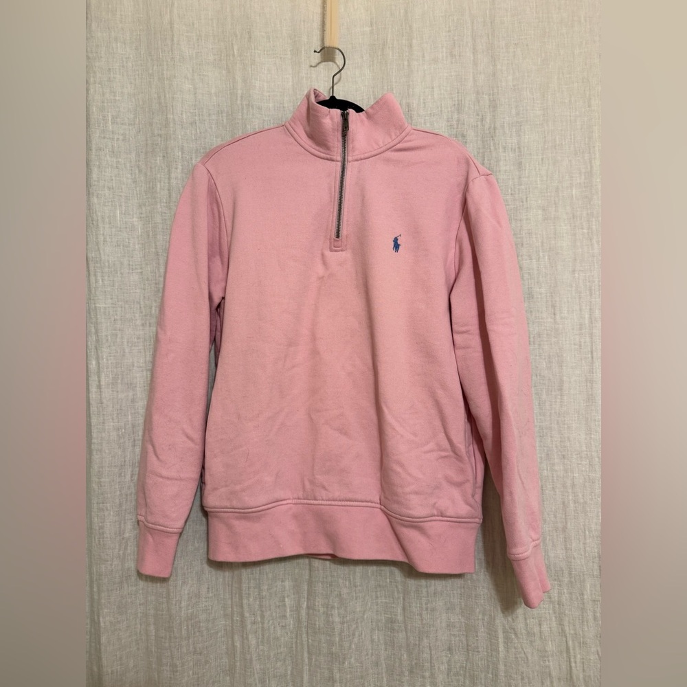 Pink Polo Half-Zip Sweatshirt